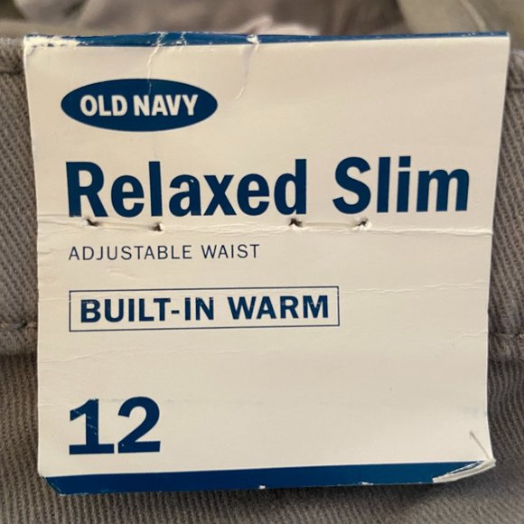 3/$30Boy Light Grey Old Navy Adjustable Waist Relax Slim Size 12 NWT BuiltInWarm - Picture 3 of 3